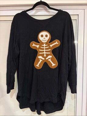 Jane + Delancey Black Gingerbread Skeleton Sweater Size 1X